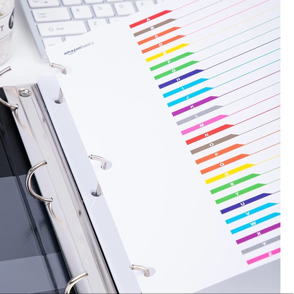 Amazon Basics A-Z Tab Dividers for 3 Ring Binder, 6 sets - Picture 3 of 7